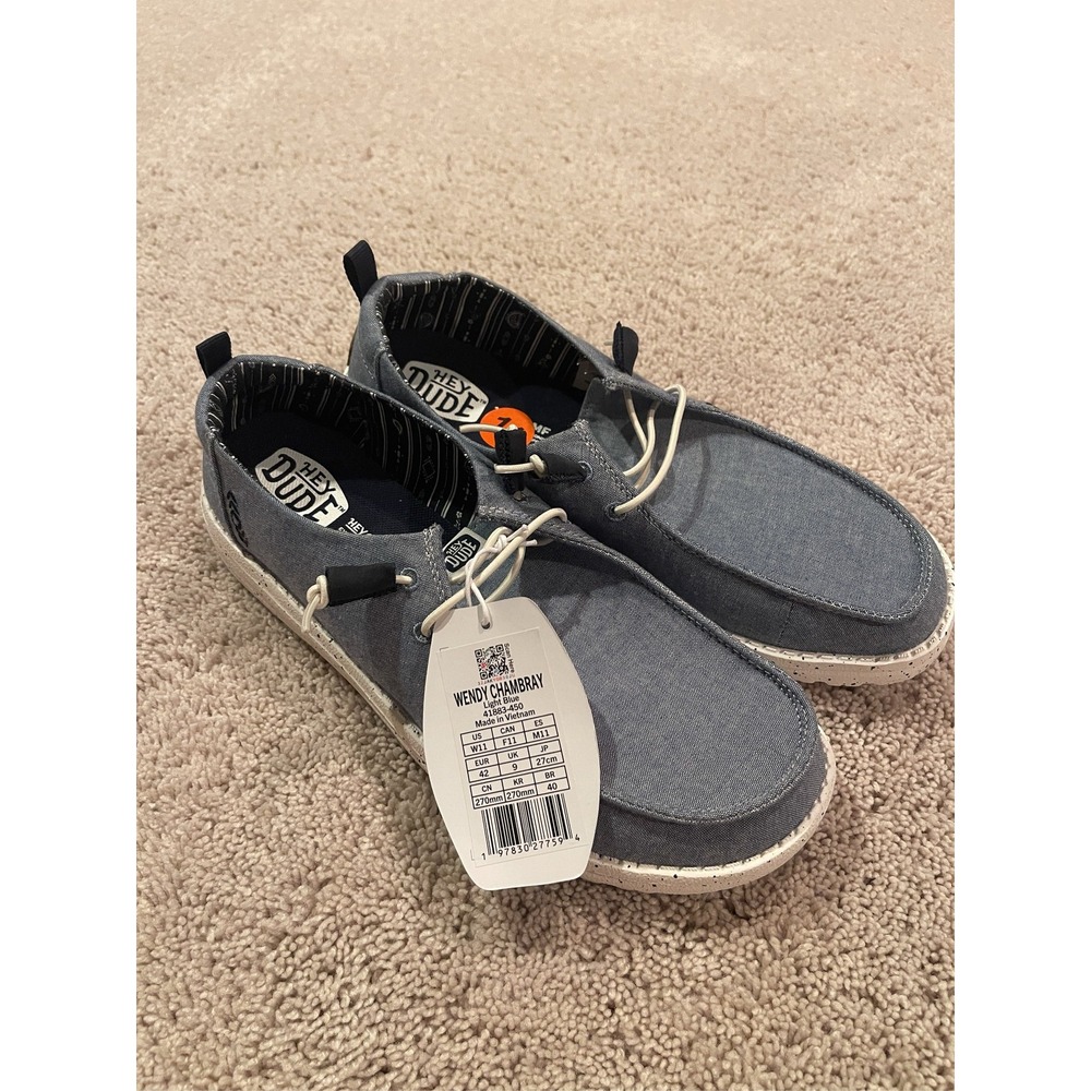 Hey Dude Wendy Chambray Women's Slip-On Shoes Light Blue Size US 11